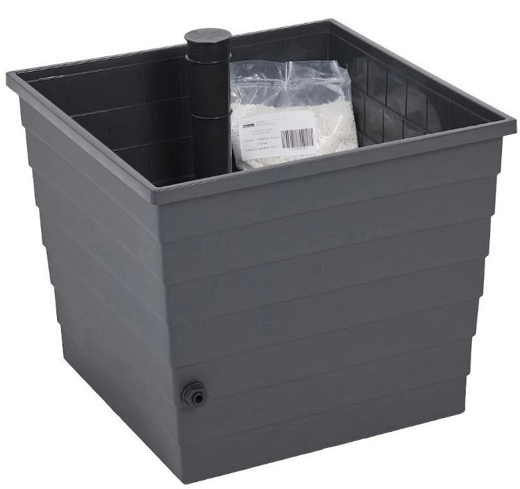 Sort kvadratisk Plantekasse B48xL48xH43cm - komplet sæt