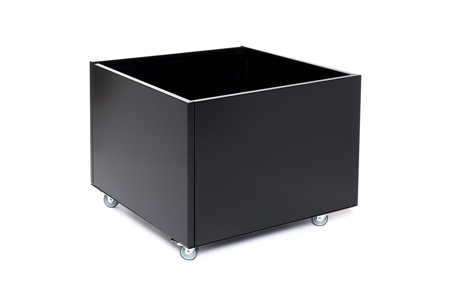Plantekasse Sort Alu B86xL86xH50 cm med hjul og 0880 Selvvanding